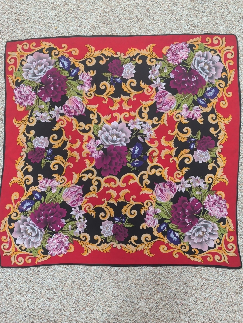 Worthington Floral Square Scarf Baroque Scarf 
Red & Black Like New 30"×30"